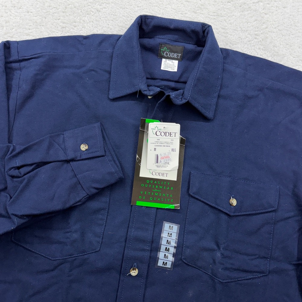 Codet Timberjack Chamois Shirt Mens Medium Navy Blue Cotton‎ Workwear USA Made